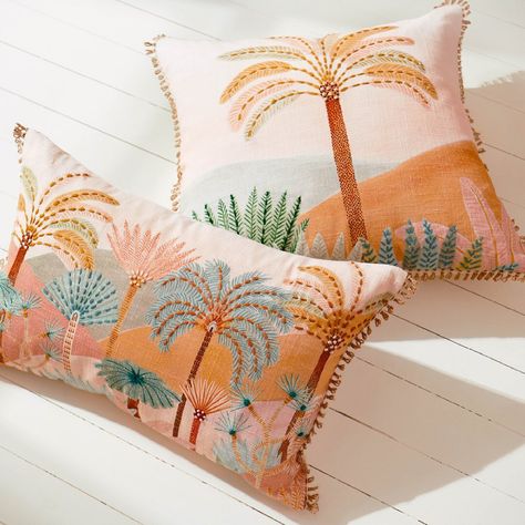 Adairs (@adairs) • Instagram photos and videos Palm Prints, Pastel Danish, Winter Karina, Tropical Pillows, Floral Textile, Embroidery Flowers Pattern, Print Inspiration, Printed Cushions, Stocking Stuffer Gifts