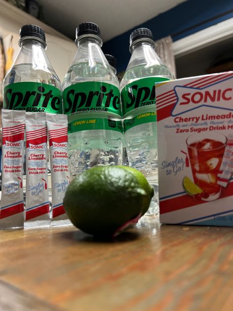 1 16.9floz bottle of Sprite Zero 1 packet of Sonic Cherry Limeade zero sugar drink mix Optional to be fancy: 3 fresh lime wedges. Sonic Cherry Limeade, Sprite Zero, Team Cherry, Cherry Limeade, Homemade Christmas Decorations, 2 Ingredient, Lime Wedge, Fresh Lime, 2 Ingredients