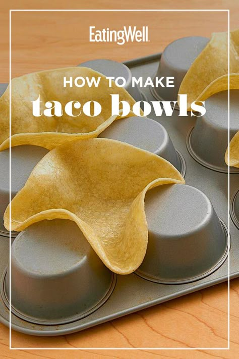 Taco Shell Recipe Ideas, Things To Make With Corn Tortillas, Diy Tortilla Bowls, Taco Bowls Recipe, Corn Tortilla Uses, How To Make Taco Bowls, How To Bake Tortilla Bowls, Tortilla Taco Bowls, Homemade Taco Bowls