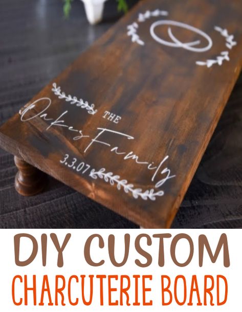 Charcuterie boards are so trendy right now and they are a beautiful addition to anyone’s home decor. They make a perfect gift and are much easier to make than you might think. We’ll show you how to make a custom charcuterie board that you’re going to love. Charcuterie Board Stencil Ideas, Charcuterie Diy How To Make, Cute Charcuterie Board Sayings, Charcuterie Board Craft Ideas, Charcuterie Board Design Ideas Cricut, Charcuterie Board Svg Free, Cricut Charcuterie Board Diy, Custom Charcuterie Board Ideas, Charcuterie Board Design Ideas Wood