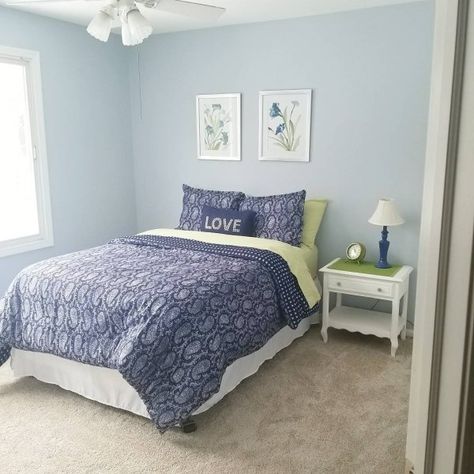 Upward SW 6239 - Blue Paint Color - Sherwin-Williams Upward Paint Color, Girls Bedroom Paint Colors, Boys Room Paint Colors, Baby Blue Bedrooms, Light Blue Paint Colors, Sherwin Williams Blue, Girls Bedroom Paint, Light Blue Bedroom, Boy Room Paint