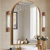 Arch Mirror Bathroom, Gold Arch Mirror, Black Arch Mirror, Black Bathroom Mirror, Decorative Bathroom Mirrors, Arched Wall Mirror, Mirror For Living Room, Arched Wall, Vanity Wall Mirror