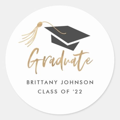 Tomorrow Is A New Day, Graduation Stickers, Senior Gifts, Black Stickers, Gold Confetti, Graduation Party Invitations, Envelope Seals, Thank You Stickers, Create Custom Stickers