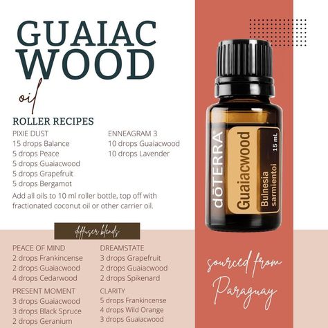 Guaiacwood Diffuser Blends, Doterra Cedarwood Diffuser Blends, Guaiacwood Doterra, Doterra Sandalwood, Cedar Wood Essential Oil, Essential Oil Frequency Chart Doterra, Doterra Oils Recipes, Essential Oil Roller Bottle Recipes, Roller Bottle Recipes