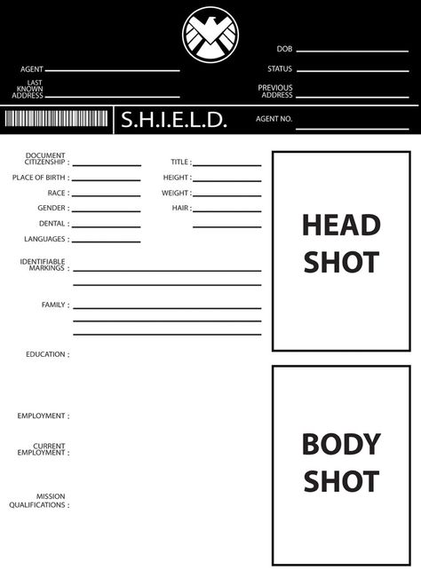 Shield template Shield Agent Oc, Marvel Oc Character Design, Mcu Oc, Avengers Oc, Shield Template, Character Charts, Character Writing, Marvel Shield, Dr Marvel