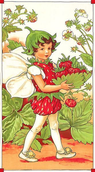 Scandinavian Quilts, Strawberry Fairy, Face Painting Tutorials, Strawberry Art, Beads Art, Strawberry Flower, Watercolor Girl, Rag Doll Pattern, Cicely Mary Barker