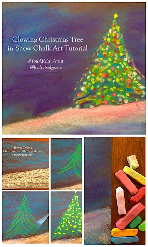 Enjoy a glowing Christmas tree chalk art tutorial and make a dreamy Christmas scene with your artists. The perfect art project to celebrate the season. Tree Chalk Art, Winter Art Lesson, Christmas Tree Drawing, Christmas Art Projects, Winter Art Projects, Christmas Chalkboard, Christmas Tree Art, Art Lessons For Kids, Metal Tree Wall Art