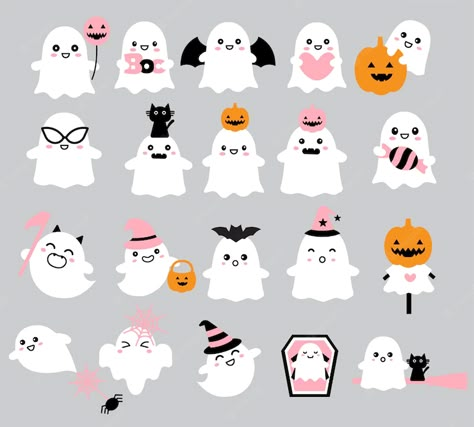 Drawings For Halloween, Ghost Drawings, Cute Halloween Drawings, Imprimibles Halloween, Ghost Drawing, Pumpkin Illustration, Halloween Pumpkin Designs, Ghost Cartoon, Halloween Silhouettes