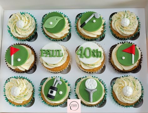 Golf Cupcake Ideas, Event Cupcakes, Golf Date, Golf Themed Cakes, Golf Cupcakes, Golf Birthday Cakes, Gold Cookies, Football Birthday Cake, Number Birthday Cakes