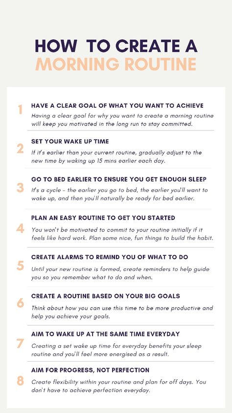 How to create a morning routine Coaching Content, Create A Morning Routine, A Morning Routine, Go To Bed Early, My Needs, My Goals, Each Day, Healthy Habits, Morning Routine