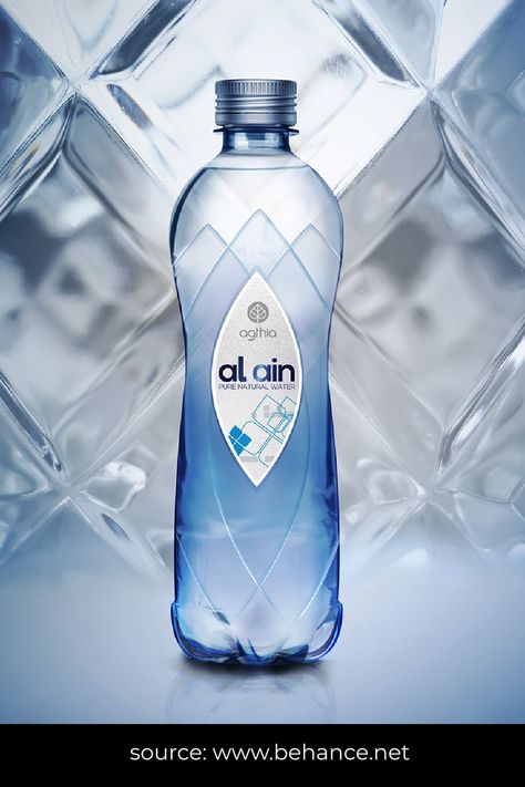 Water Bottle Label Design, Unique Water Bottle, Branded Water Bottle, Water Packaging, Label Shapes, Bottle Design Packaging, Water Branding, Bottle Label Design, Drinking Water Bottle