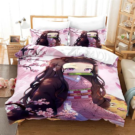 Nezuko Kamado Bedding Set Anime Demon Slayer Duvet Cover Comforter Bed Linen Single Twin Full Queen Set Anime, Comforter Bed, Nezuko Kamado, Anime Demon Slayer, Bed Linen, Anime Demon, Duvet Cover Sets, Home Textile, Bedding Set