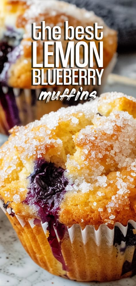 Lemon Blueberry Muffins [40 Minutes] – Chasety Sour Cream Blueberry Muffins, Sour Cream Muffins, Muffins Blueberry, Homemade Blueberry Muffins, Best Blueberry Muffins, Berry Muffins, Sour Cream Recipes, Lemon Blueberry Muffins, Blueberry Desserts