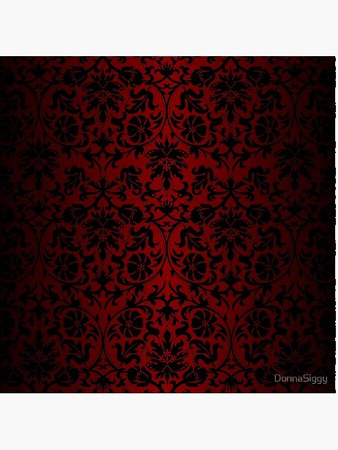 "Dark Red and Black Damask Pattern" Throw Pillow by DonnaSiggy | Redbubble Red Damask Wallpaper, Black Wallpaper Living Room, Red Bedroom Decor, Red Goth, Red And Black Wallpaper, Red Damask, Red Gothic, Gothic Pattern, Goth Wallpaper