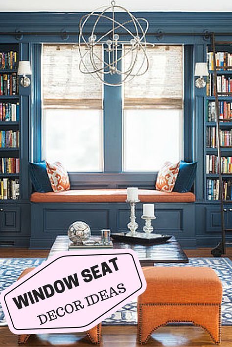 Think bright light. Think comfy reading nook. Think storage. The modern window seat is versatile. It can work in your kitchen, in your bedroom, or filling up that not-quite-sure-what-to-do-here space on your landing. And the look is totally up to you. Whether you’re looking for modern and bright or dim and comfy, we found seven of the coolest window seats on the planet. Get ready to get your remodeling on. Latest House Designs, Home Library Design, Home Decor Colors, Home Libraries, Blue Living Room, Paint Colors For Living Room, Home Decor Paintings, Trendy Home, Home Library