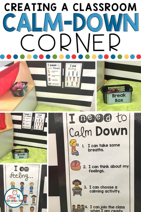 Calm Down Station Classroom, Calm Corner Anchor Chart, Comfort Corner In Classroom, Reset Corner In Classroom, Cool Down Area In Classroom, Calming Corner Elementary, Calm Down Corner In Classroom, Calm Down Spot Classroom, Break Space In Classroom