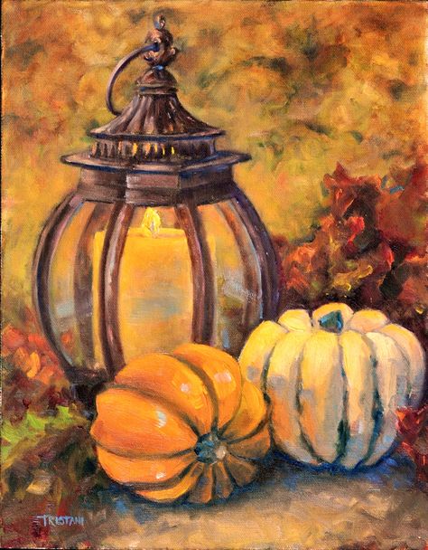 Fall Paintings Pumpkins, Autumnal Painting Ideas, Fall Oil Paintings On Canvas, Autumn Art Drawing, Oil Painting Autumn, Acrylic Autumn Paintings, Vintage Fall Paintings, Vintage Autumn Art, Drawing Autumn Ideas