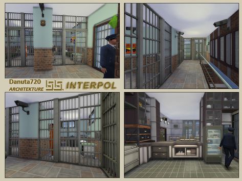 INTERPOL - Police Station by Danuta7720 Bloxburg Police Station Ideas, Sims 4 Police Station Build, Sims 4 Cc Prison, Bloxburg Police Station, Bloxburg Prison, Sims 4 Police Cc, Sims 4 Police Station, Sims 4 Prison, Interpol Police