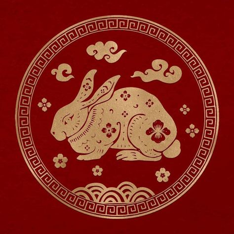 Year Of The Rabbit Tattoo, Tattoo Chinese, Chinese Zodiac Rabbit, Year Of Rabbit, Chinese New Year Zodiac, Zodiac Circle, 2023 Sticker, Rabbit Tattoo, Dragon Zodiac