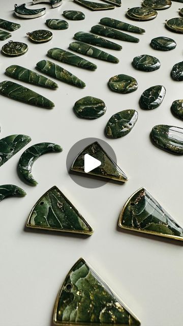 Asa | Unique Clay Earrings & Jewelry on Instagram: "Gorgeous Jade Marble is dropping Friday! 3:30pm EST! I absolutely LOVE the colors in these! It kind of looks like seraphinite 🤩 💚  . #jade #jadestone #jadeearrings #jademarble #marble #marblejewelry #greenmarble #greenearrings #earringaddict #earringaddiction #earringobsession #polymerclayearrings #seraphinite #adventurine #moldavite #greenandsilver #greenandgold #fauxstone #fauxmarble #maineartist #greenstone #jadeite #earringlove #earringlover #loveshopping #jewelryshop #instashop #handmade #handmadejewelry #lightweightjewelry" How To Marble Polymer Clay, Polymer Clay Earrings Diy Tutorials, Bored Crafts, Unique Clay Earrings, Marble Clay Earrings, Polymer Tutorial, Jade Marble, Polymer Cane, Clay Recipe