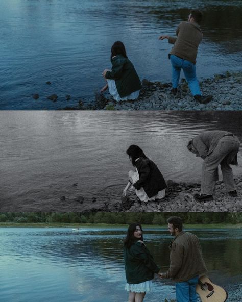 Blue hour dock sitting & rock skipping💙 • • @pennexluke 🫶 • Rock skipping, couples photo ideas, blue hour, boat dock, documentary, cinema, cinematic, love story, guitar playing #washingtoncouplesphotographer #oregoncouplesphotographer #documentaryphotography #cinematicphotography #lovestory Skipping Rocks Aesthetic, Rocks Aesthetic, Skipping Rocks, Couples Photo Ideas, Rock Aesthetic, Guitar Playing, Couples Photo, Boat Dock, Blue Hour