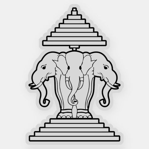 Erawan Three Headed Elephant Lao / Laos Flag Sticker - Laos gift idea Laos Tattoo, Three Headed Elephant, Laos Country, Onam Images, Bappa Decoration, Laos Flag, Laos Culture, Champasak, Thigh Tat