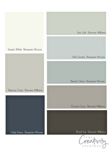 Luv this palette altho not sure BM simply white is showing properly. from Tips for Choosing Whole Home Paint Color Scheme Cool Home Color Palette, Tropical Cottage, Hillside Terrace, Office Exterior, Manchester Tan, Interior Paint Colors For Living Room, Exterior Color Palette, Interior Paint Colors Schemes, Home Paint Color