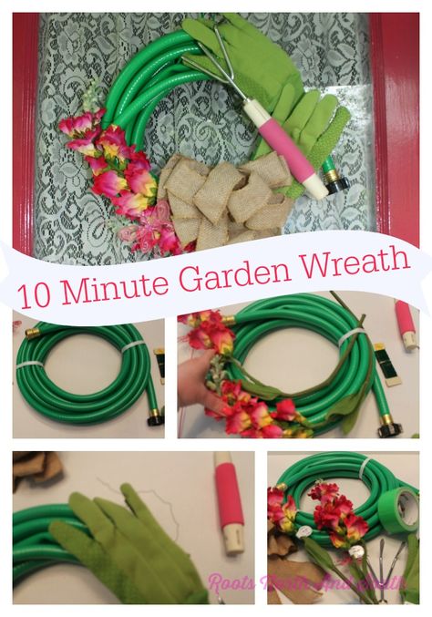 Hose Wreaths, Hose Wreath, Garden Hose Wreath, Creating A Garden, Primitive Wreath, Burlap Mesh Wreath, Garden Wreath, Flip Flop Wreaths, Garden Hoses