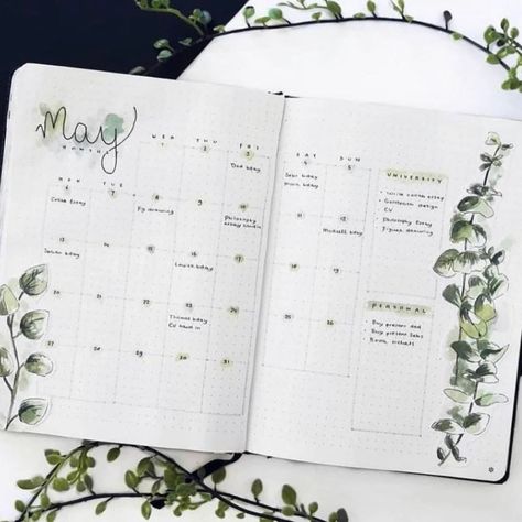 A little bullet journal inspiration to get those creative vibes flowing this weekend! Minimalist Bullet Journal, May Bullet Journal, Bullet Journal Minimalist, Bullet Journal Monthly Spread, Bullet Journal 2020, Bullet Journal Planner, 달력 디자인, Bullet Journal Notes, Bujo Ideas