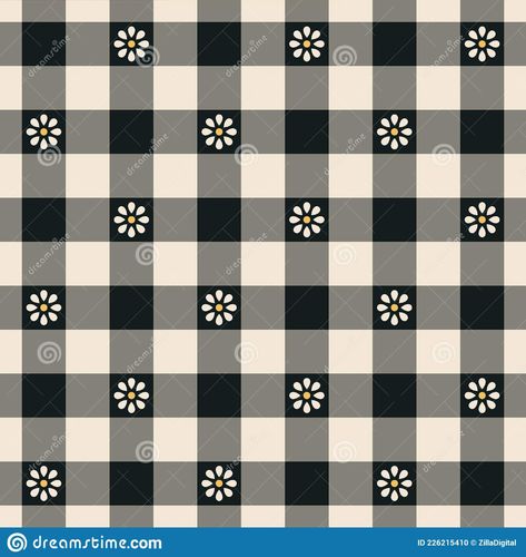 Gingham check plaid pattern. Floral vichy background in black beige for spring summer. Beautiful vector with camomile flowers.. Illustration about autumn, gingham, checkered - 226215410 Vichy Pattern, Virgo Style, Bb Style, Flower Pattern Drawing, Color Blocking Outfits, Flowers Illustration, Coordinating Patterns, Stencil Furniture, Gingham Pattern