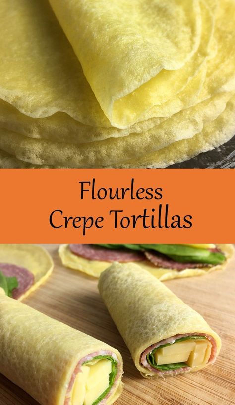 Soft, pliable, and oh-so-easy to make, these paleo Flourless Crepe Tortillas are perfect for school lunches or any time you want a flourless wrap! #flourlesswraps #paleo #paleowraps #glutenfreewraps #glutenfree #wraps Egg Crepes Wraps, Gf Bread Recipe, Flourless Bread, Keto Flour, Keto Bread Recipe, Gluten Free Wraps, Lowest Carb Bread Recipe, Easy Healthy Lunches, Gluten Free Desserts Recipes