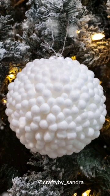 Snowball Ornament, Pretty Christmas Ornaments, Pretty Christmas Decorations, Pretty Christmas, October 23, Dollar Tree Crafts, Dollar Tree Diy, Ornaments Diy, Christmas Diy