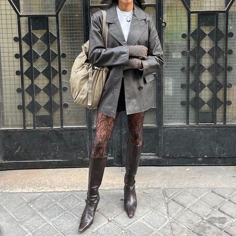 How To Dress Like An ‘It-Girl’ This Winter – Vanessa's Digital Dialogue Lace Tights Outfit 2023, Knee High Kitten Heel Boots, Lace Tights Aesthetic, Black Lace Tights Outfit, Knee High Lace Up Boots Outfit, Kitten Heel Boots Outfit, Lace Tights Outfit, Kneehighboots Outfits, Europe Fall Outfits