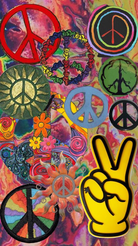 #peace Peace Sign Wallpaper Aesthetic, Trippy Lock Screen Wallpaper, Peace Sign Background, 70s Hippie Aesthetic, Peace Sign Wallpaper, Drawing I Deas, The Last Disco, Peace Wallpaper, Green Wallpaper Iphone