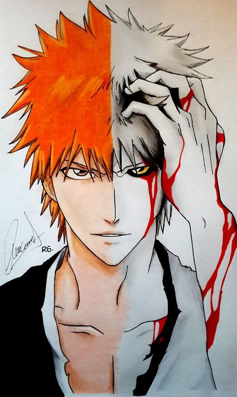 Watercolor References, Bleach Ichigo Bankai, Bleach Tattoo, Bleach Drawing, Instagram Cartoon, Chest Tattoos, Best Anime Drawings, Bleach Anime Art, Anime Drawing Books