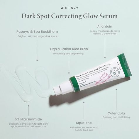 AXIS-Y Dark Spot Correcting Glow Serum 50ml Dark Spot Correcting Glow Serum, Korean Skin Care Secrets, Axis Y, Natural Acne Remedies, Basic Skin Care Routine, Glow Serum, Affordable Skin Care, Sea Buckthorn, Body Skin Care Routine