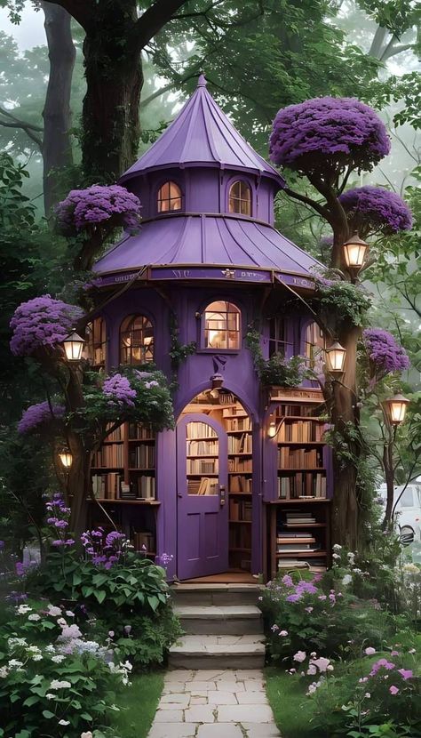 Fairytale Houses, Purple House, Cute Cottages, Magical House, Fairytale House, House Design Ideas, Fairytale Cottage, Unusual Buildings, House Bedroom