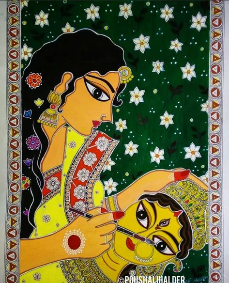 Madhubani Lady, Mithila Art, Ambe Maa, Mithila Painting, Buddha Painting Canvas, Jazz Cat, Canvas Art Painting Abstract, Durga Painting, Indian Art Gallery