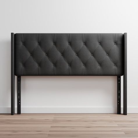 Bed In Front Of Window, Cal King Headboard, Indoor Garden Decor, Beautiful Headboards, Boys Room Ideas, Black Headboard, King Upholstered Bed, Nyc Apt, Velvet Headboard