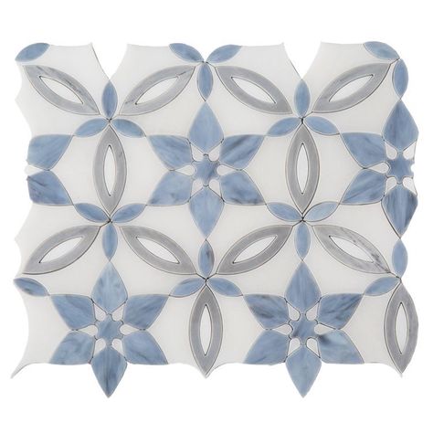 Blue And White Tile, Waterjet Mosaic Tile, Outhouse Decor, Floor And Decor, Luxury Floor, Polished Porcelain Tiles, Artistic Tile, Kitchen Backsplash Designs, Beautiful Tile