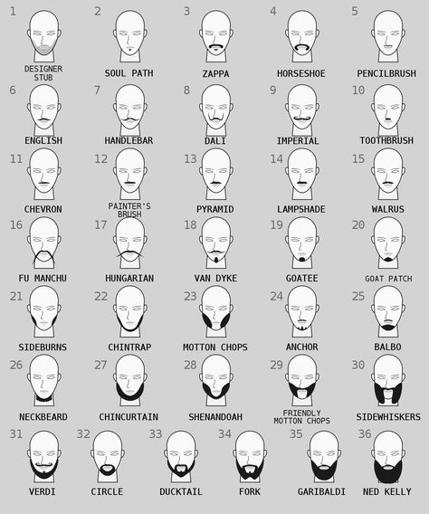 Facial Hair Styles Chart, Modern Beard Styles, Crew Cut Fade, Mens Facial Hair, Types Of Facial Hair, Sagging Cheeks, Upper Lips, Cheek Lift, Facial Hair Styles