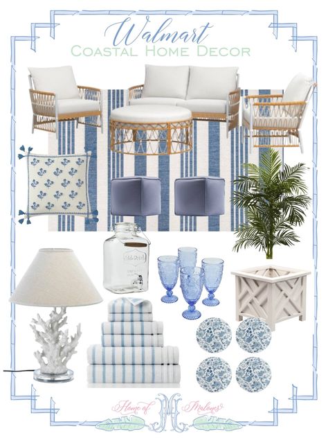 Lowcountry Decorating, East Coast Coastal Decor, Coastal Blue Decor, Navy And White Beach House, Walmart Coastal Decor, Coastal Decor On A Budget, Florida Homes Interior Design Coastal, Ikea Coastal Decor, Coastal Table Lamp