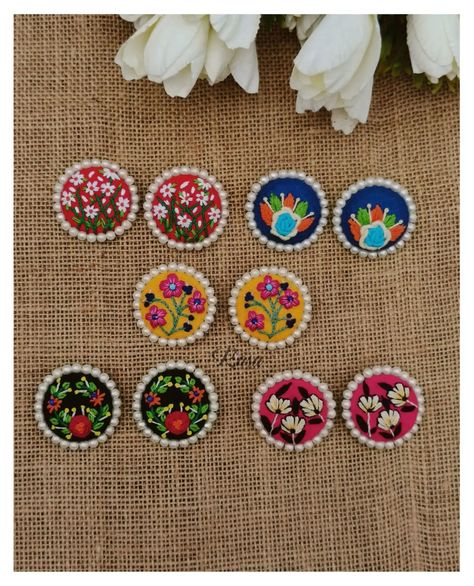 || Wild Flowers || 🏵️ 4 New Designs Earstuds! Hand embroidered, light weight, sustainable 🏵️ These are custom-made pair designed recently for a pretty client 🫶 DM for customisation! . . . . . . . . . . . . . [handcrafted, handmade jewelry, hand embroidered, Beach vibe, holiday look, summer fashion, summer fashion jewelry, long earrings, statement earrings, embroidery jewelry, fabric jewellery, sustainable fashion, summer aesthetic, aesthetic, aesthetic jewelry, Earstuds, small earrings, daily... Embroidered Jewelry Handmade, Fabric Jewellery Handmade, Fabric Jewelry Handmade, Earrings Embroidery, Bengali Poems, Hand Embroidered Jewelry, Embroidery Earrings, Jewelry Fabric, Look Summer