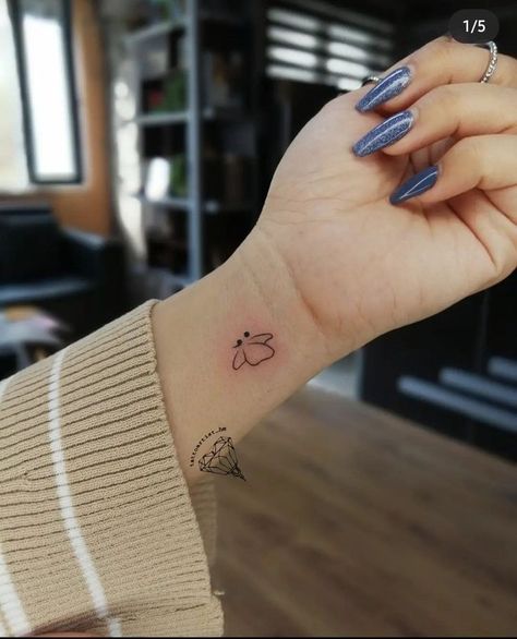 Tattoos For Resilience, Butterfly With Semicolon, Minimalist Tattoos For Women, Butterfly Semicolon Tattoo, Butterfly Semicolon, Semicolon Tattoos, Butterfly Wrist Tattoo, Simple Arm Tattoos, Simple Tattoos For Women