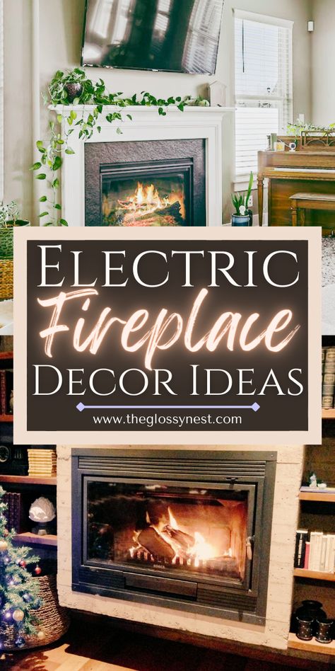 electric fireplace inserts for basement, living room with plants Rustic Electric Fireplace Mantels, Electric Fireplace Ideas Apartment, Fireplace Ideas Farmhouse, Boho Electric, Electric Fireplace Ideas, Small Electric Fireplace, Electric Fireplace Decor, Duraflame Electric Fireplace, Fireplace Decor Ideas