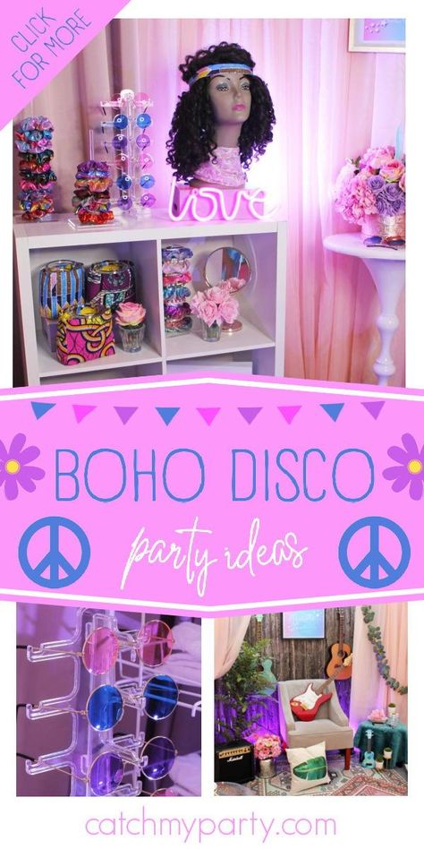 Disco Party Ideas, Boho Chic Party, Disco Birthday, Birthday Boho, Disco Birthday Party, Girls Birthday Party Themes, Disco Theme, Party Trends, Birthday Party For Teens