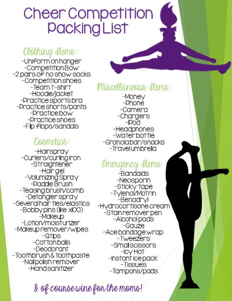 Ultimate Cheer Competition Packing List! Always be prepared, you never know what you'll need! Cheer Practice Ideas, Cheer Tricks, Cheer Tips, Competition Gifts, Cheer Nationals, Cool Cheer Stunts, Cheerleading Workouts, Cheer Hacks, Cheer Tryouts