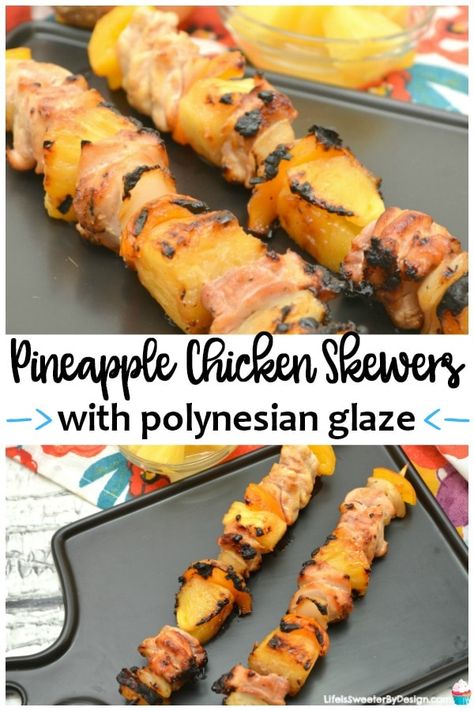 Chicken Kebobs, Chicken Kabob Marinade, Polynesian Sauce, Pineapple Chicken Recipes, Chicken Kebab Recipe, Kabob Skewers, Polynesian Food, Griddle Recipes, Hawaii Food