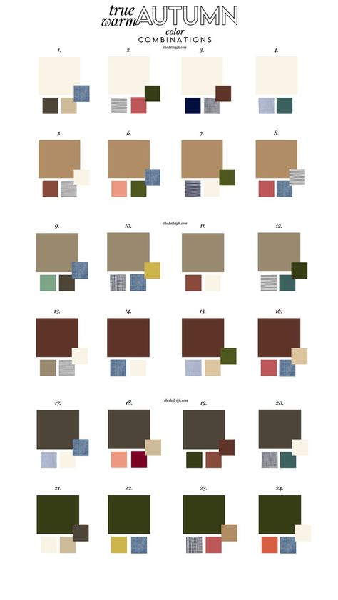 True (Warm) Autumn Wardrobe Colors — THE DAILEIGH House Of Color Autumn Outfits, True Autumn Outfits Capsule Wardrobe, True Autumn Capsule Wardrobe, Warm Autumn Wardrobe, Warm Autumn Capsule Wardrobe, True Autumn Outfits, Color Wardrobe, Autumn Color Palette Fashion, Wardrobe Colors