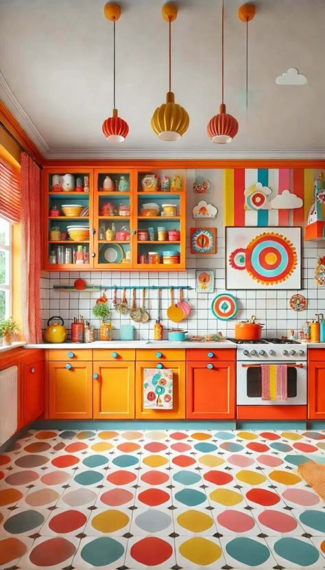 15 Stunning Cabinet Colors for White Tile Floors You’ll Love 28 Fun Kitchen Floor Tile, White Tile Floors, Colorful Cabinets, Colorful Floor, Stylish Kitchen Design, White Tile Floor, Casa Vintage, Green Cabinets, Lighting Design Interior